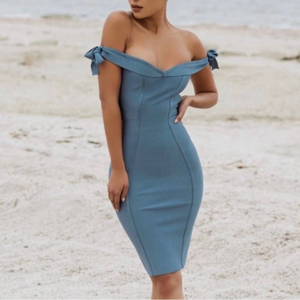 House of CB Solaine bandage off shoulder bodycon dress - Picture 2 of 6